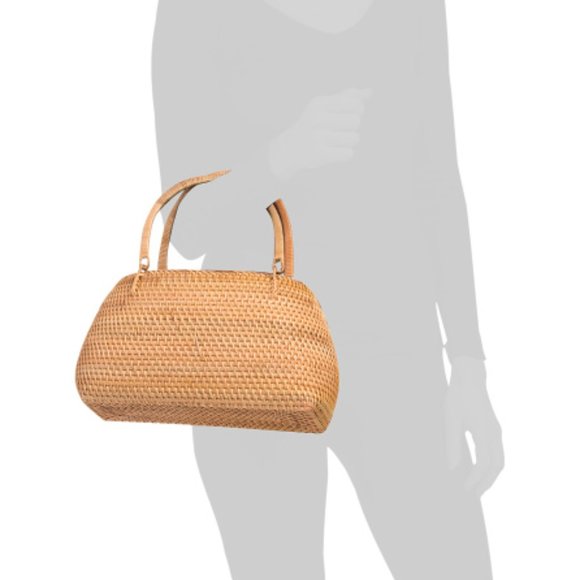 Cannes Wicker Handwoven Top Handle Satchel With Dr
